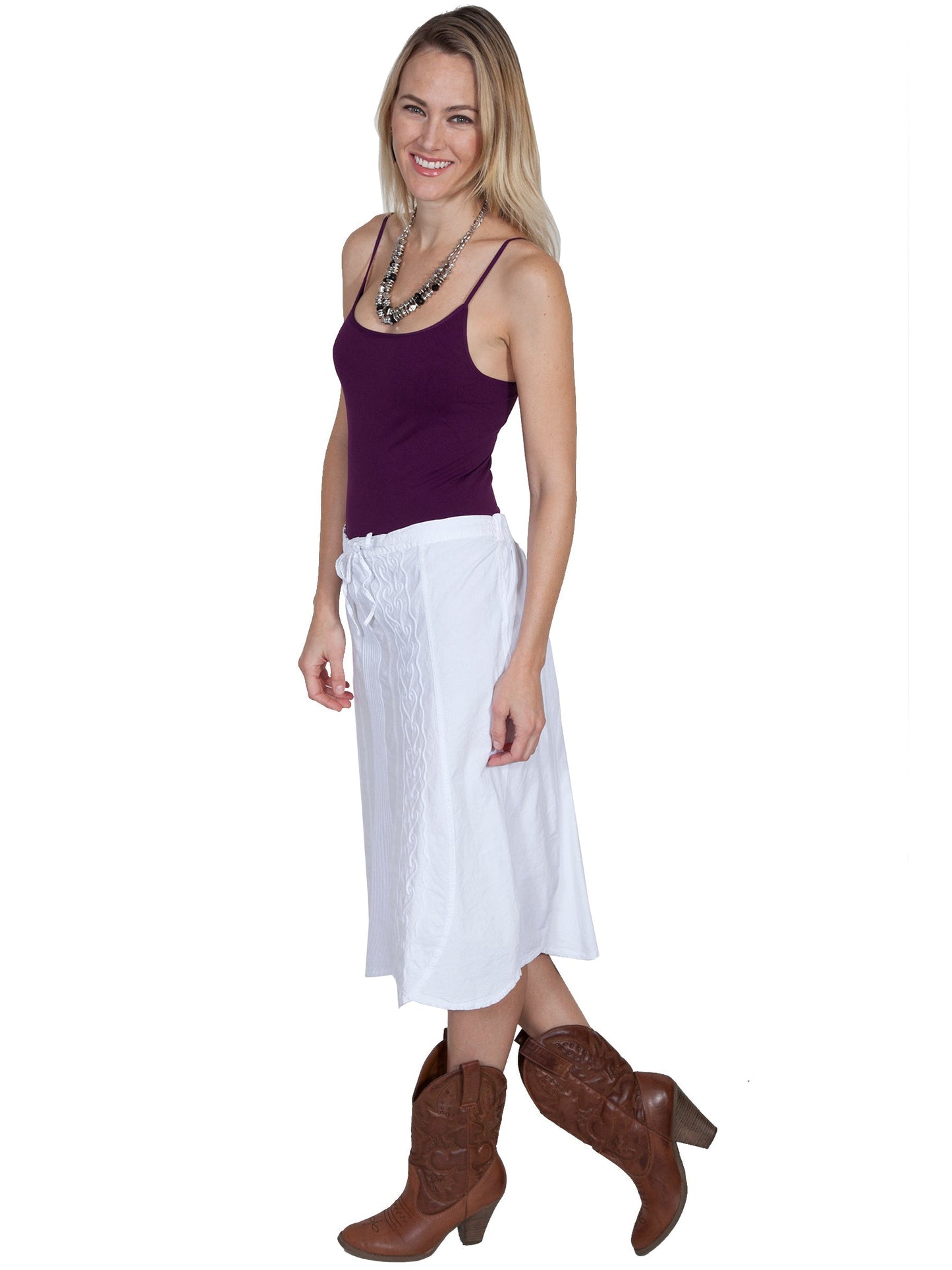 Tie Front Skirt Elastic Back - PSL-188