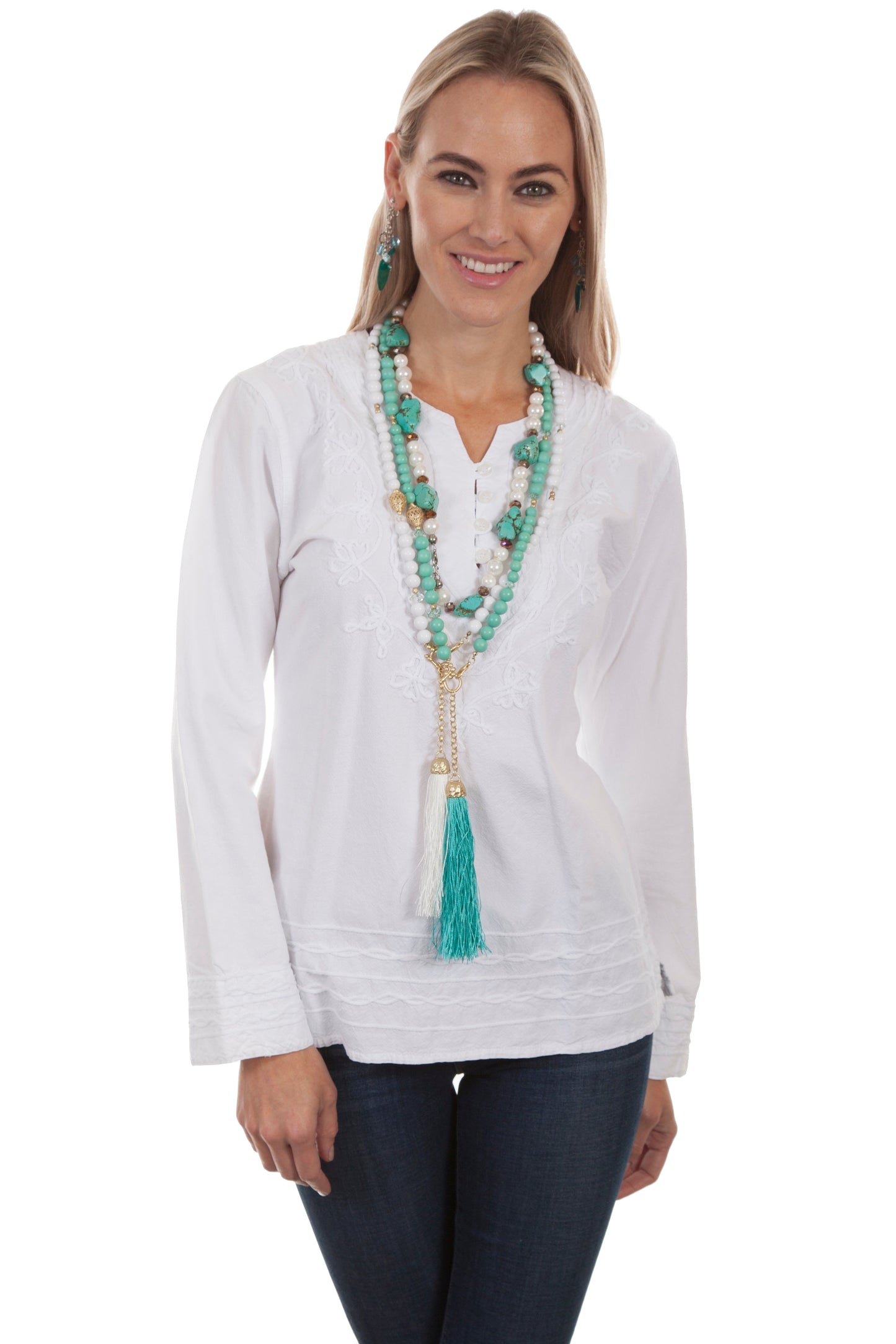 L/s 4 Button Front Blouse - PSL-194