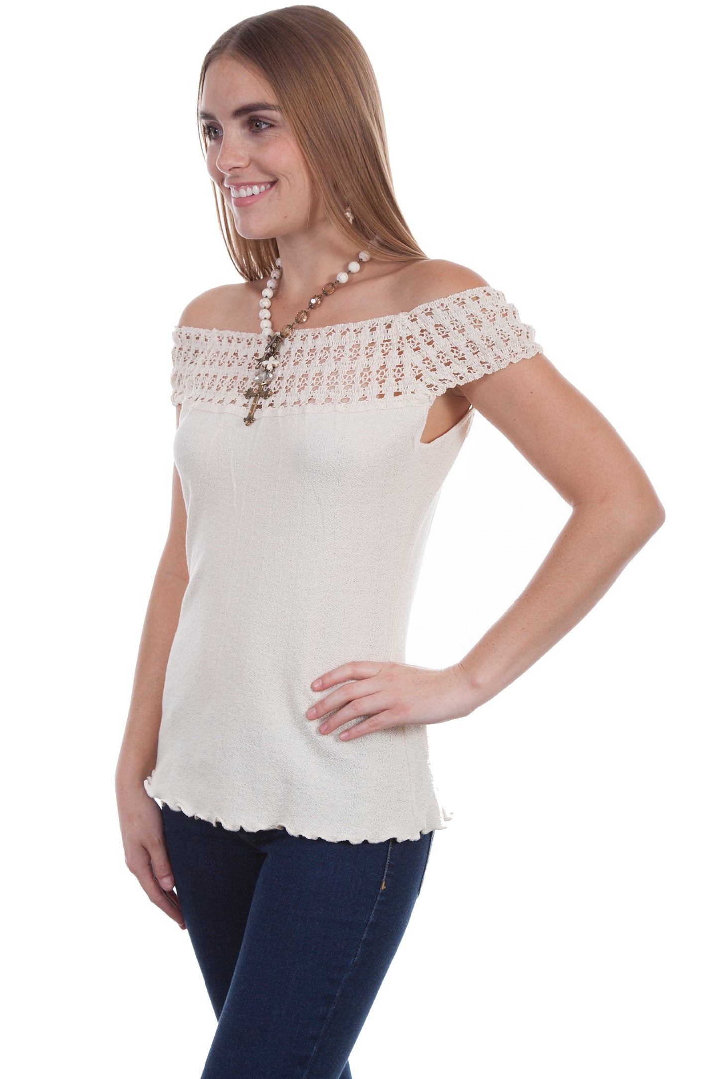 Crochet Embellished Cotton Blouse - PSL-214