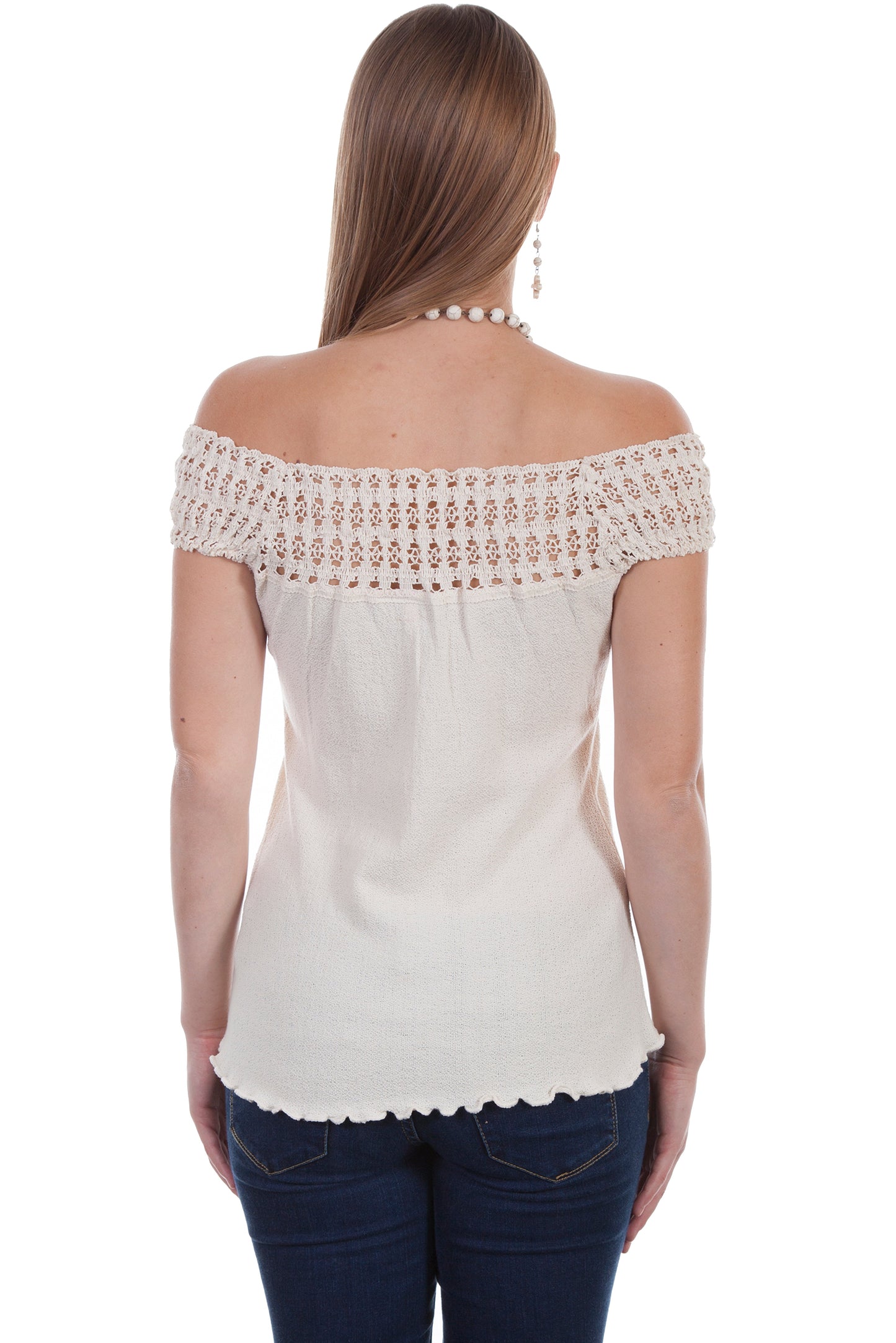 Crochet Embellished Cotton Blouse - PSL-214