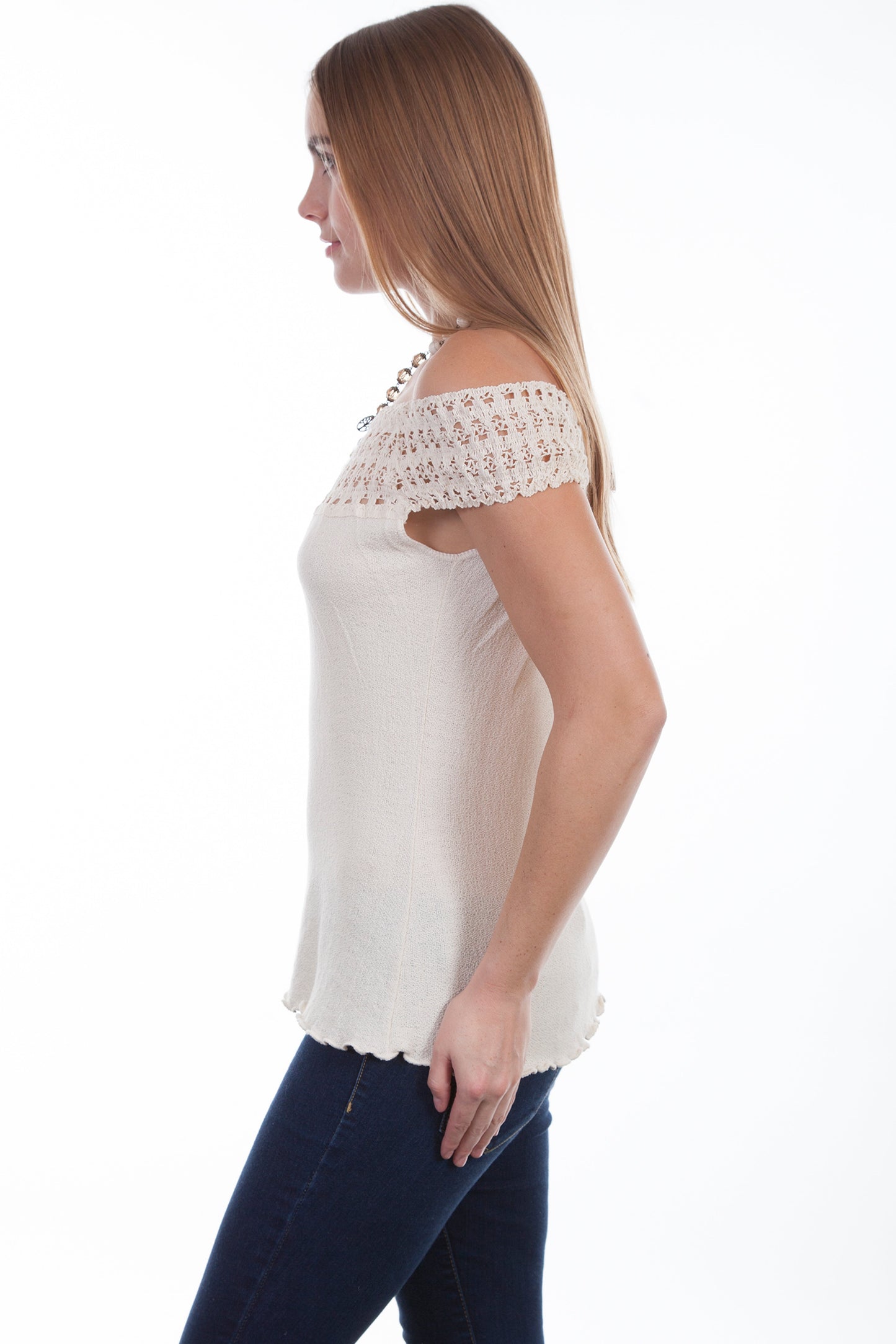 Crochet Embellished Cotton Blouse - PSL-214