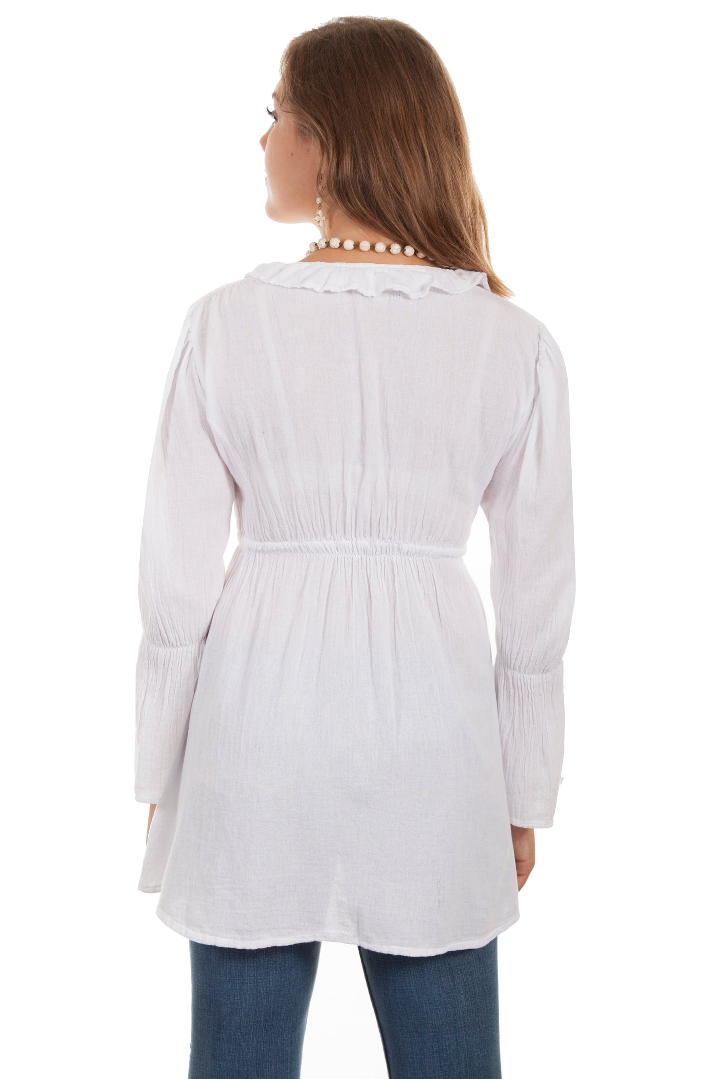 L/s Ruffle Tie Neck Blouse - PSL-225