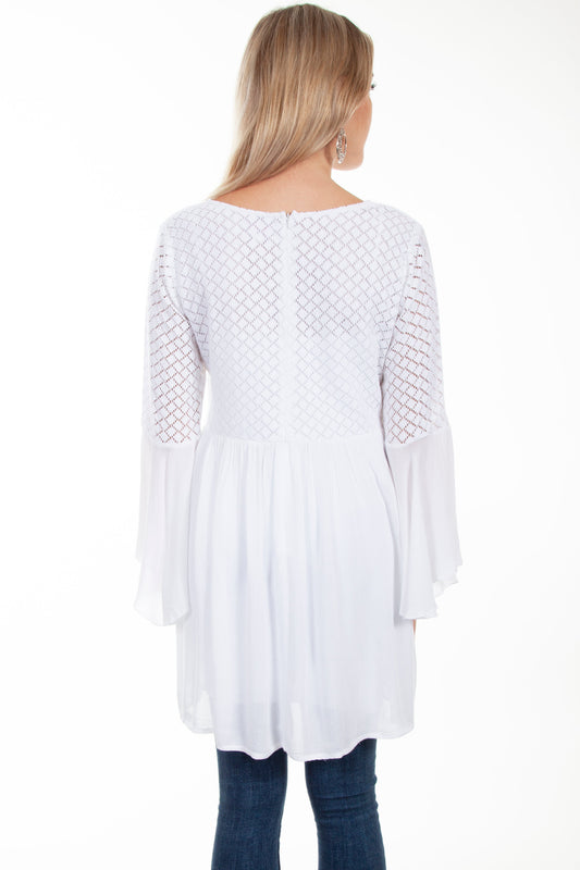 Cotton Bodice Crepe Tie Front Dress - PSL-255
