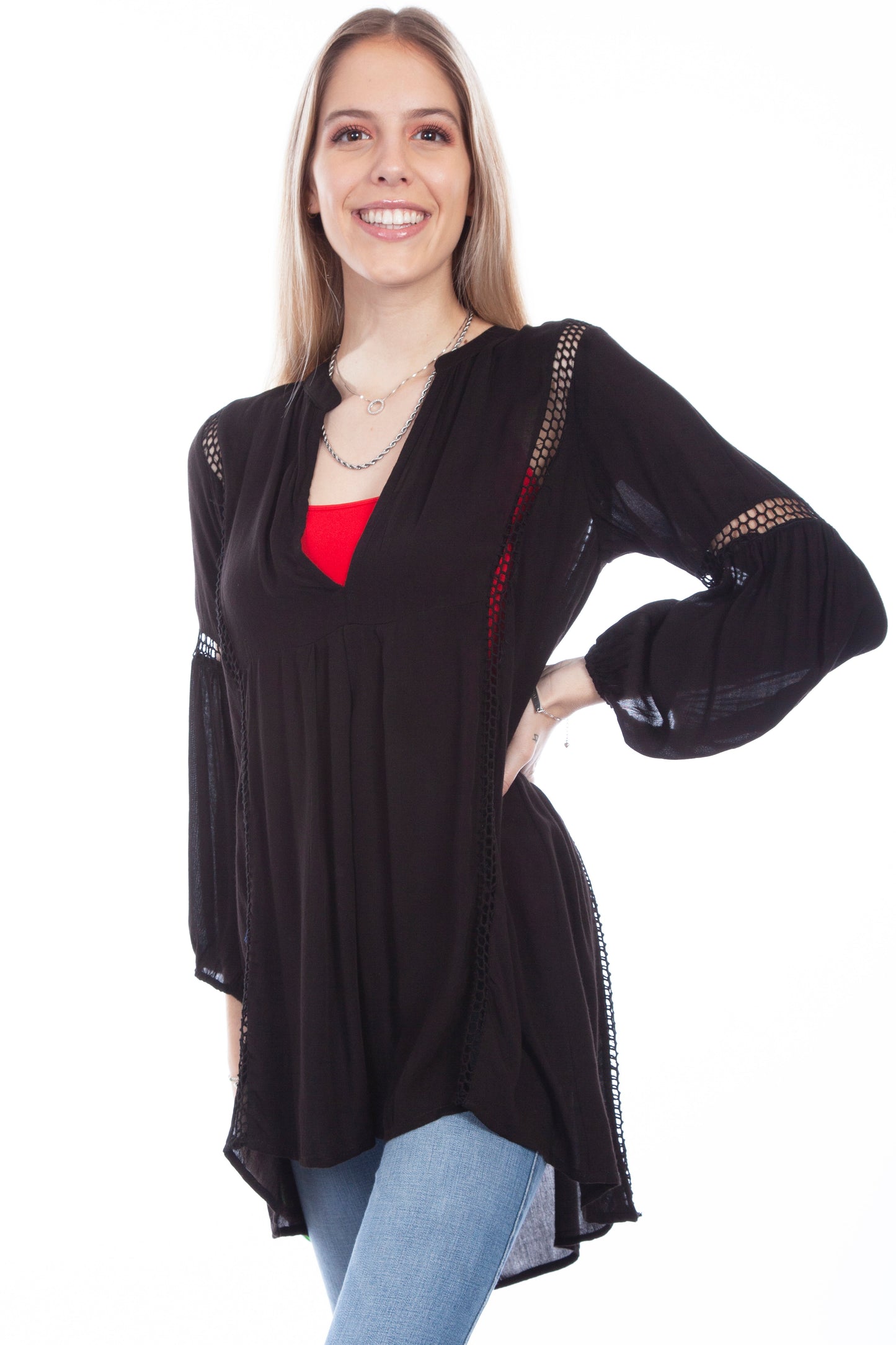Tunic W/waffle Weave Insets - PSL-259