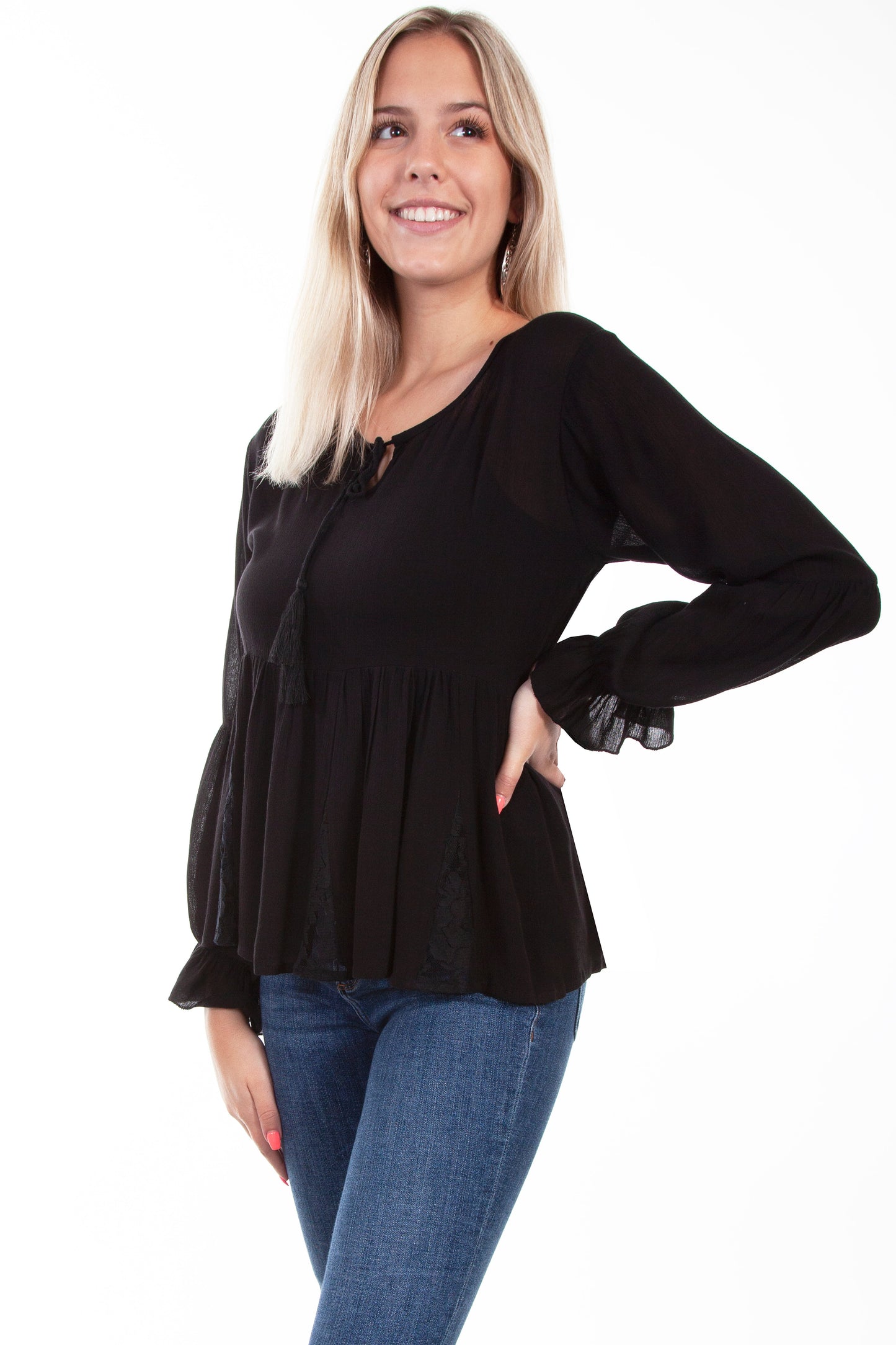 L/s Tie Front Blouse - PSL-260