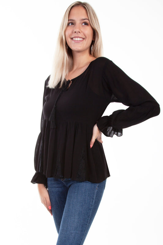 L/s Tie Front Blouse - PSL-260