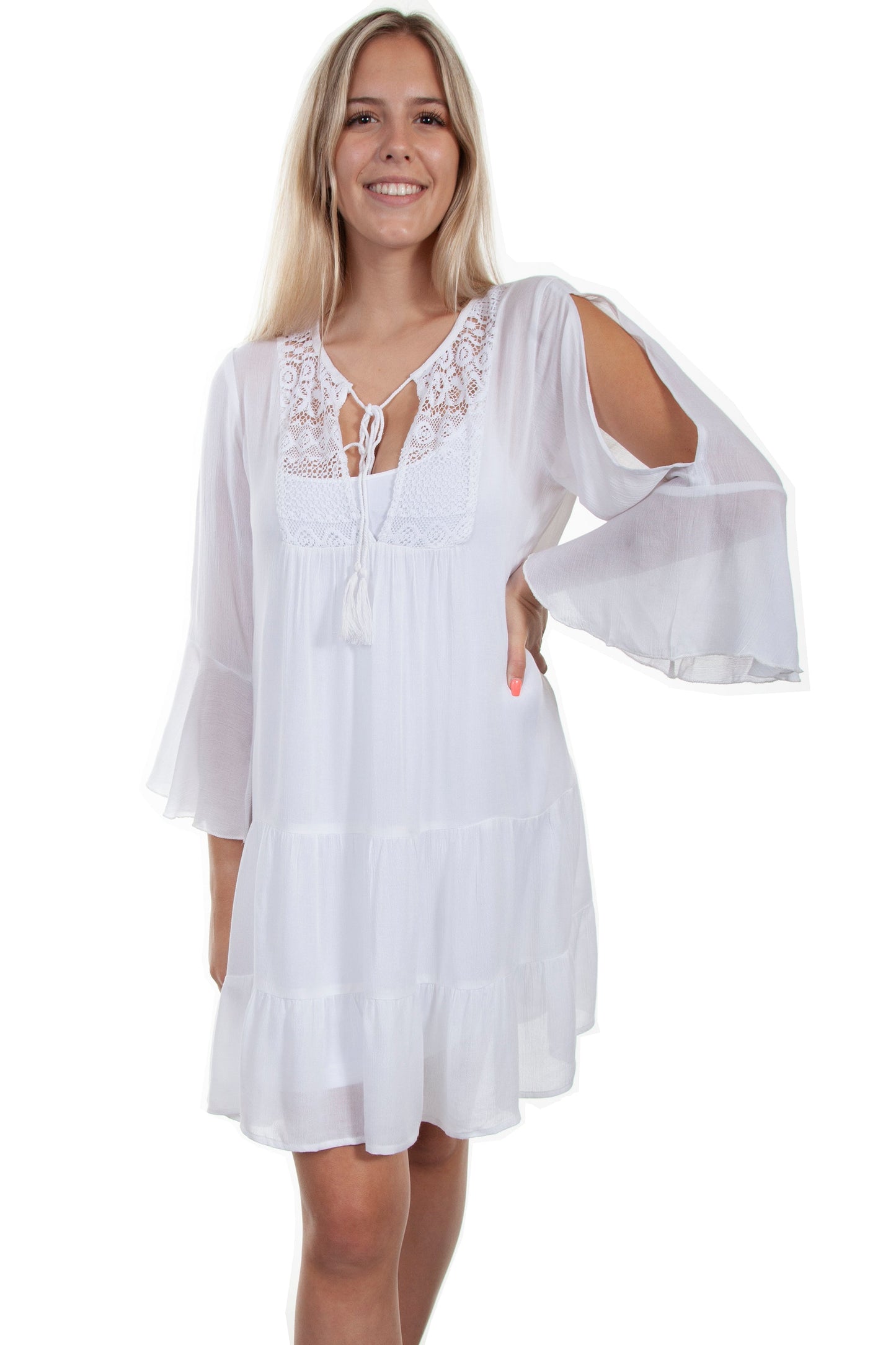 Tie Front Lace Bodice Dress - PSL-262
