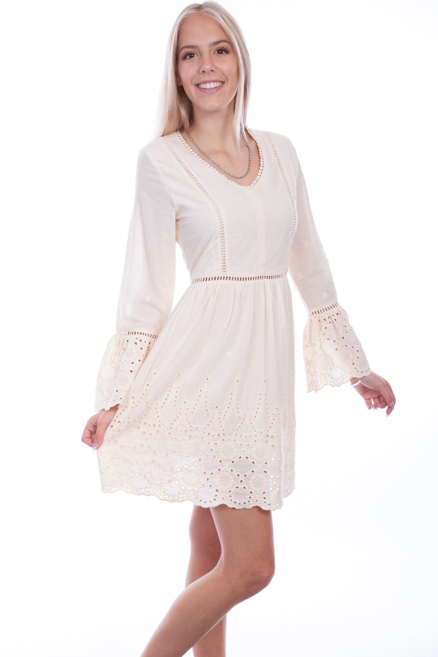 Dress With Ruffle Sleeve Eyelet Fab - PSL-264