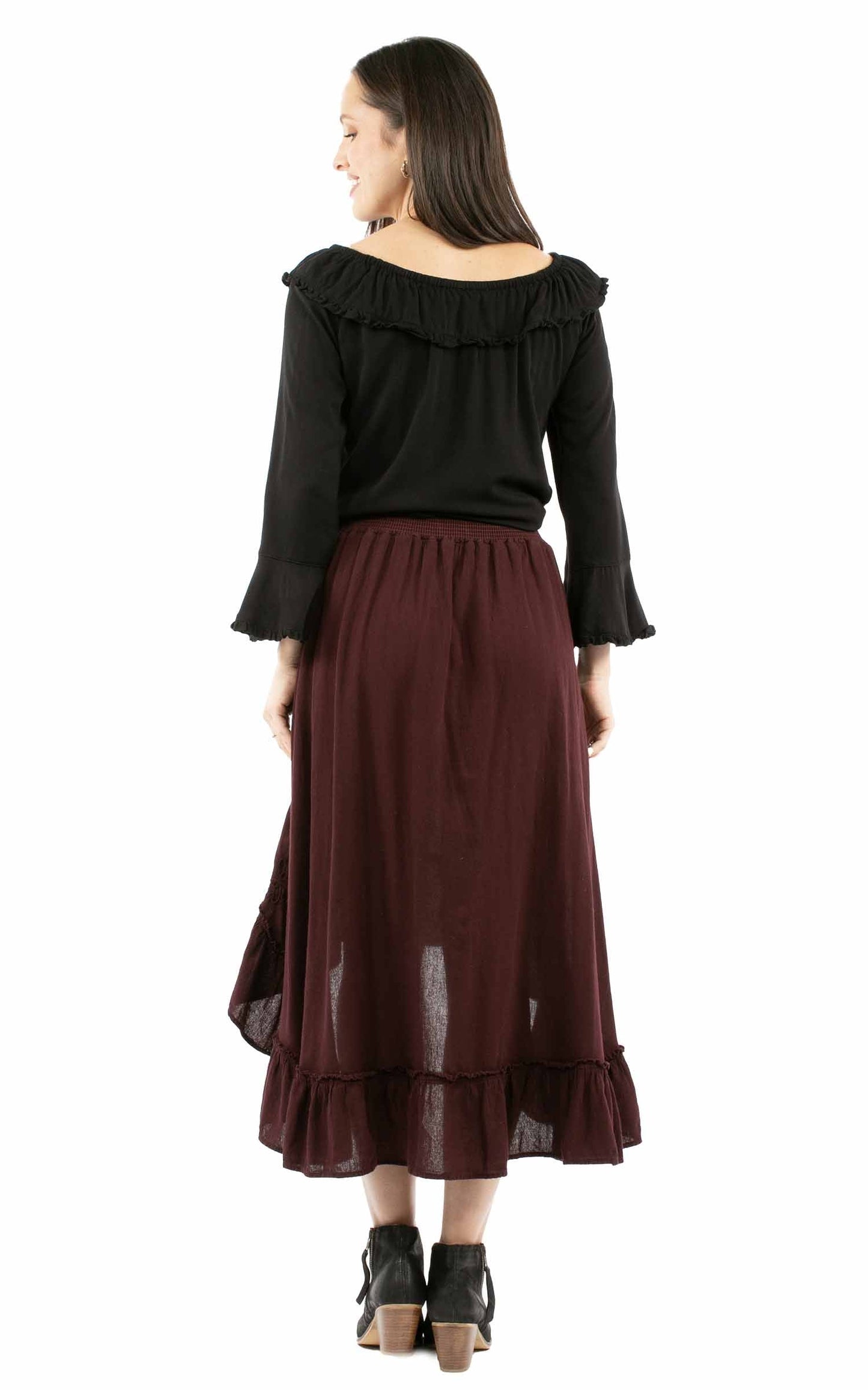 Hi/lo Skirt With Ruffle Bottom - PSL-272