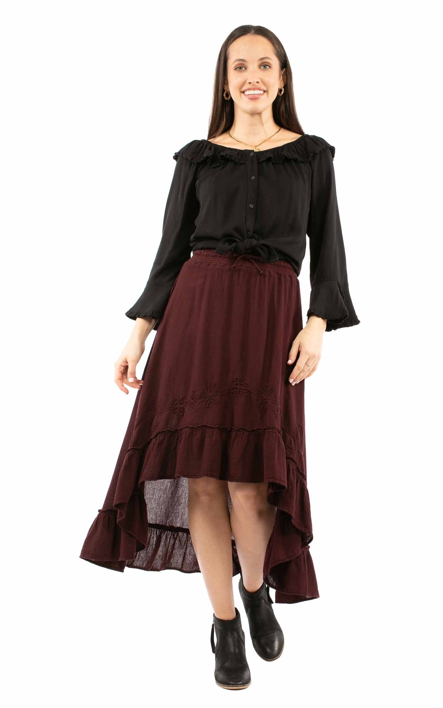 Hi/lo Skirt With Ruffle Bottom - PSL-272