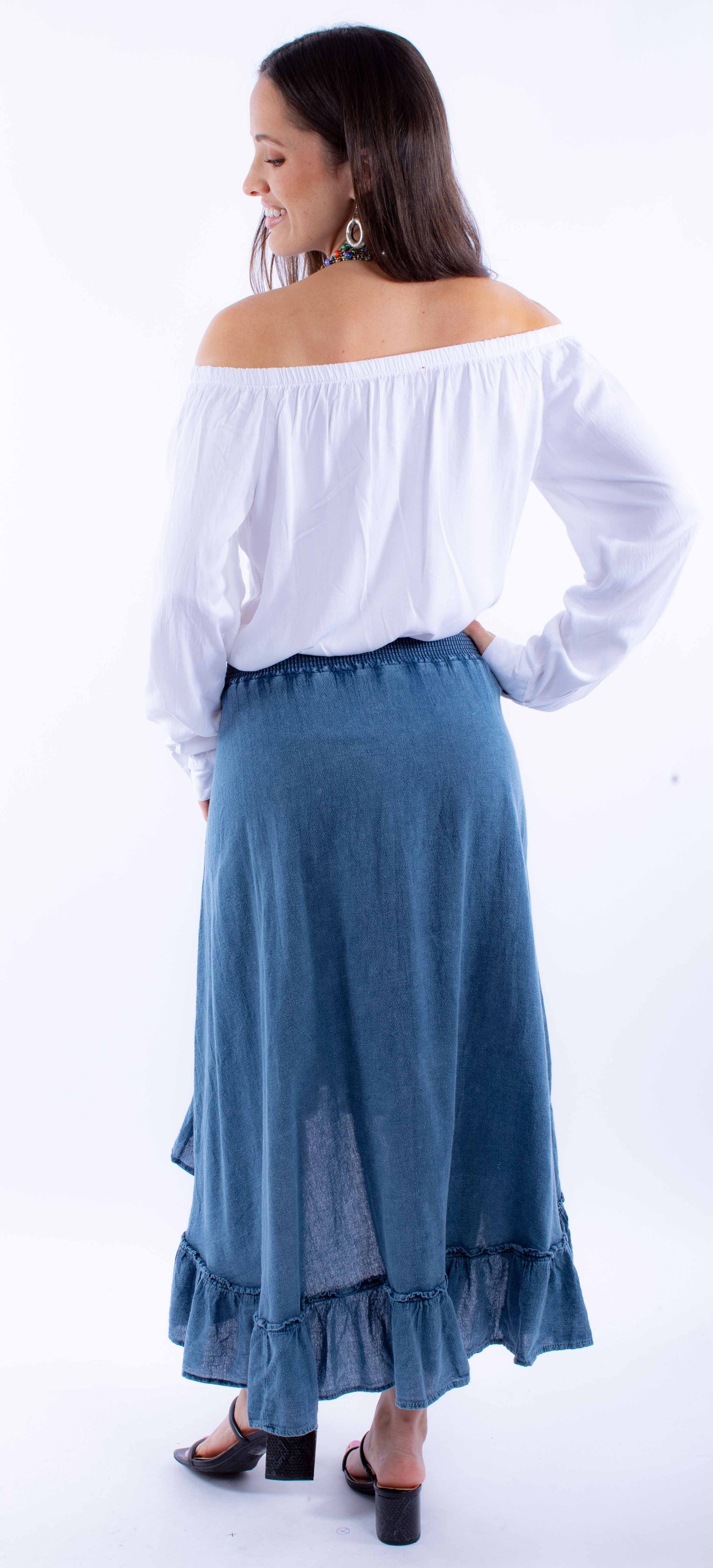 Hi/lo Skirt With Ruffle Bottom - PSL-272