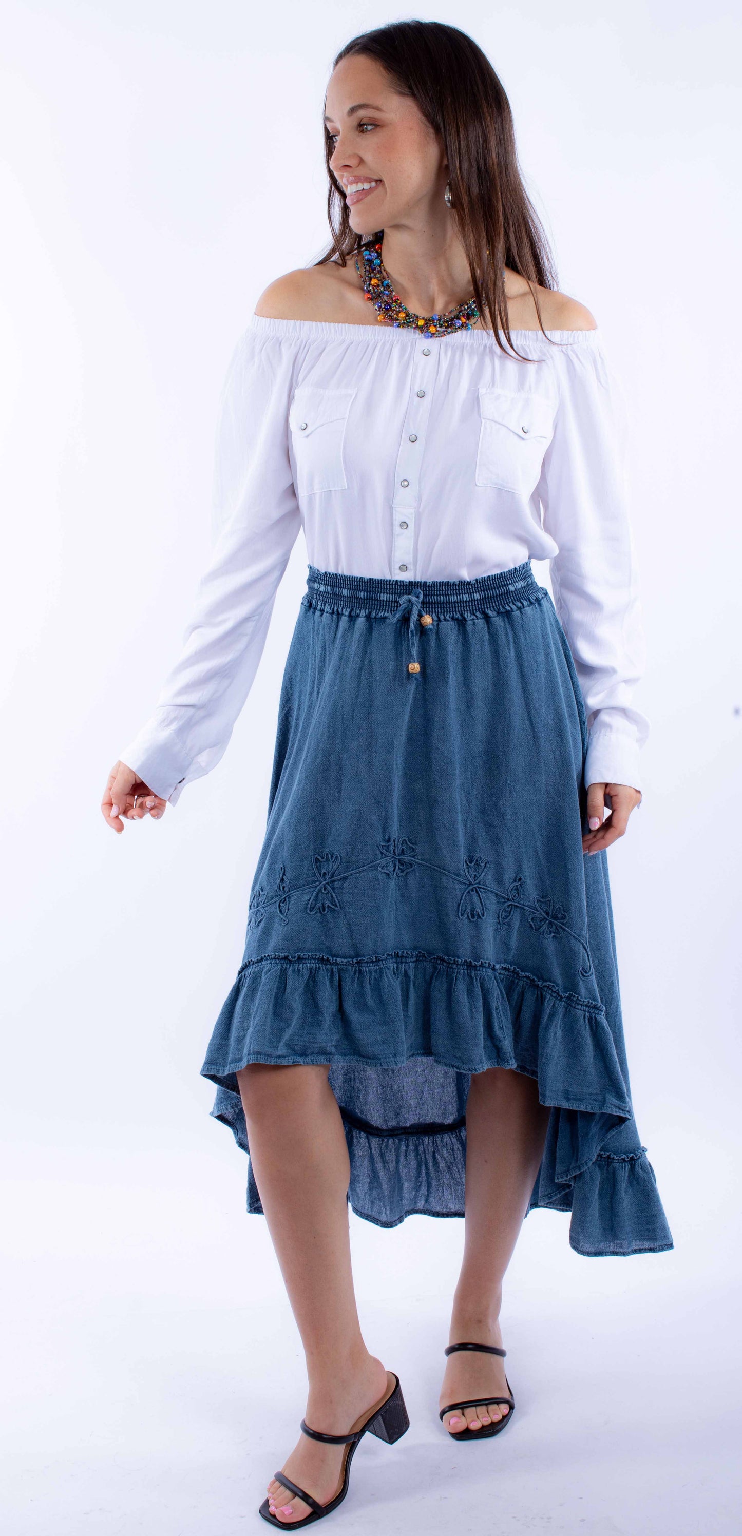 Hi/lo Skirt With Ruffle Bottom - PSL-272