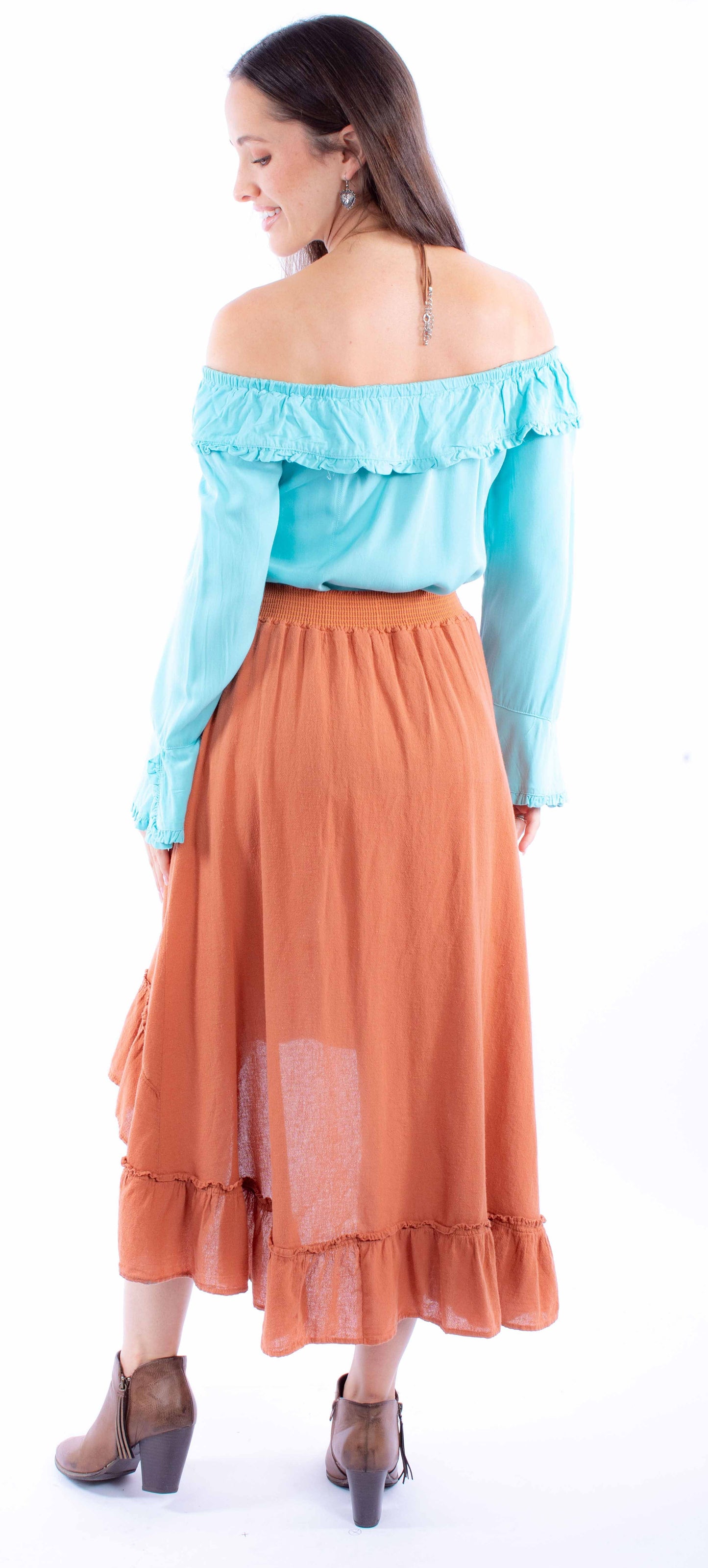 Hi/lo Skirt With Ruffle Bottom - PSL-272