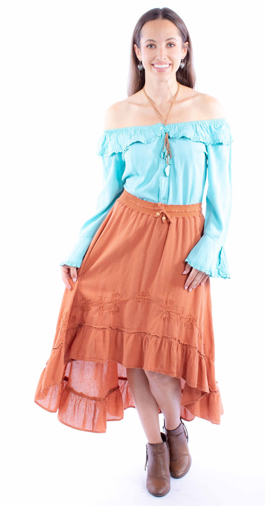 Hi/lo Skirt With Ruffle Bottom - PSL-272