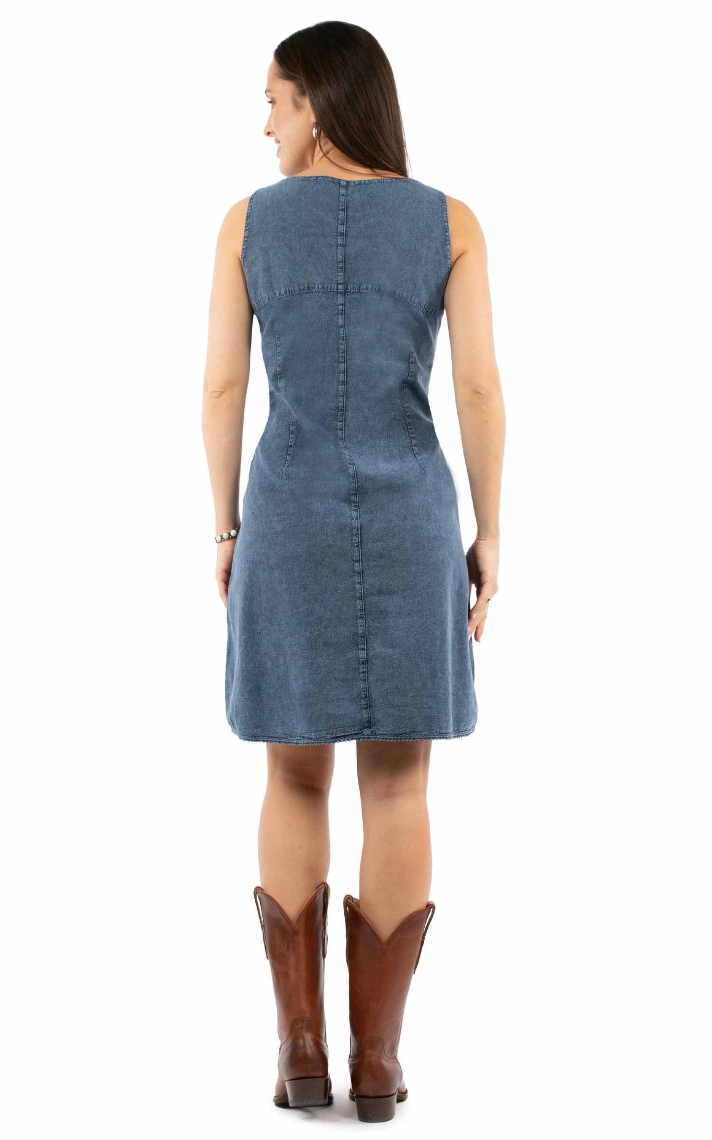 Sleeveless Dress W/pockets & Emb - PSL-278