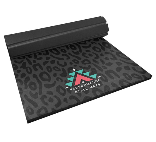 Pre Order 5X10 Black on Black Leopard Stall Mat