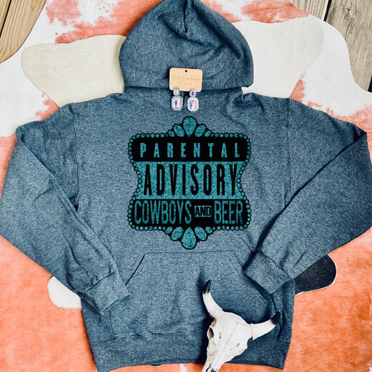 Parental Advisory Cowboys and Beer Western Hoodie