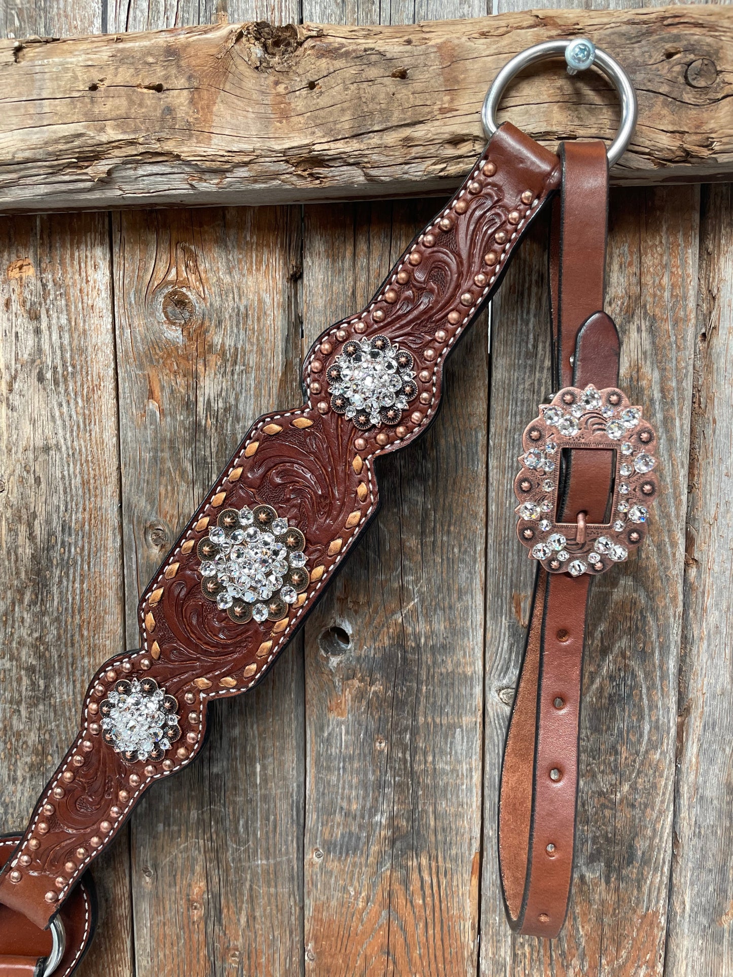 Medium Oil Copper Buckstitch Clear One Ear & Breastcollar Tack Set #OEBC450