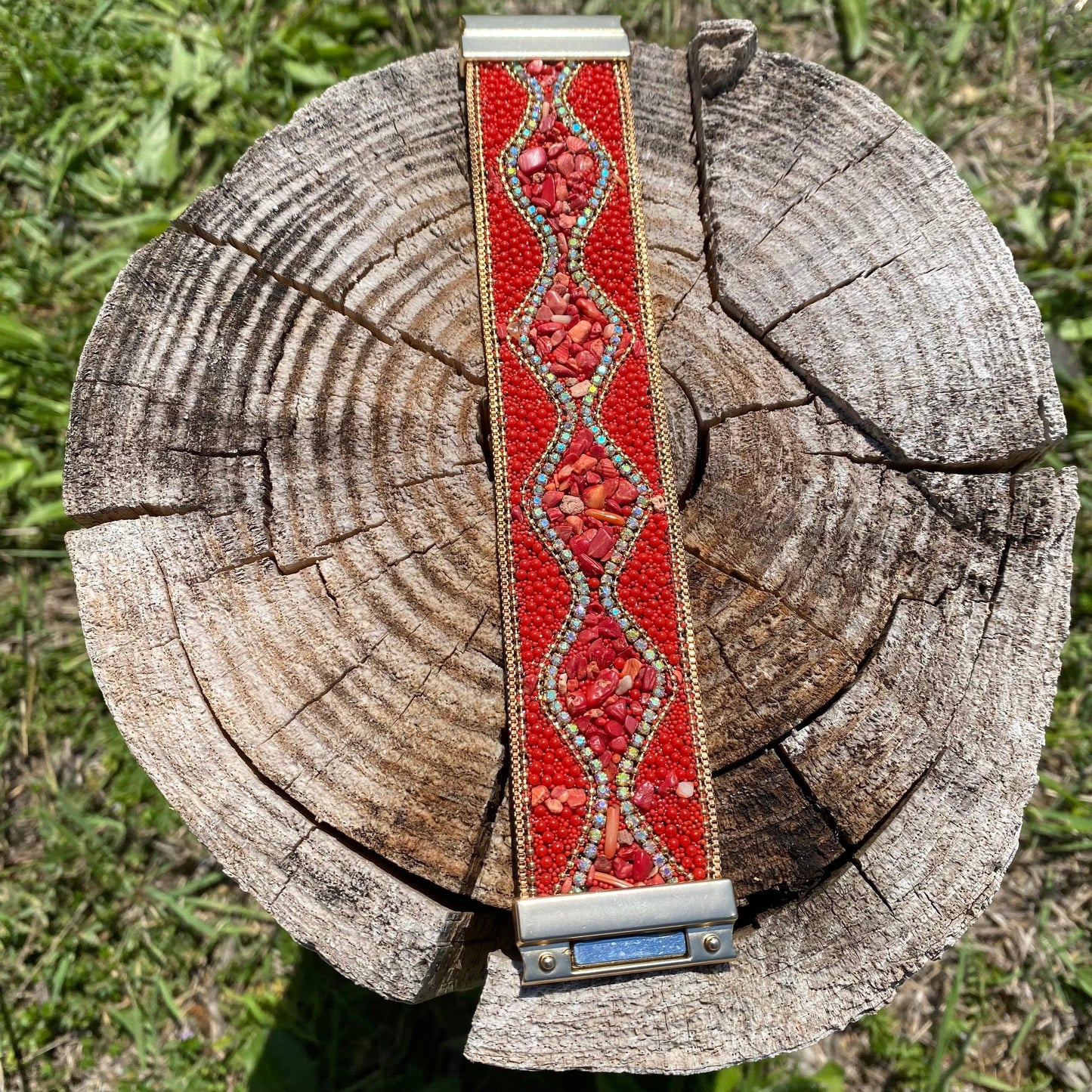 Red Bead and Stone Fashion Bracelet XI108