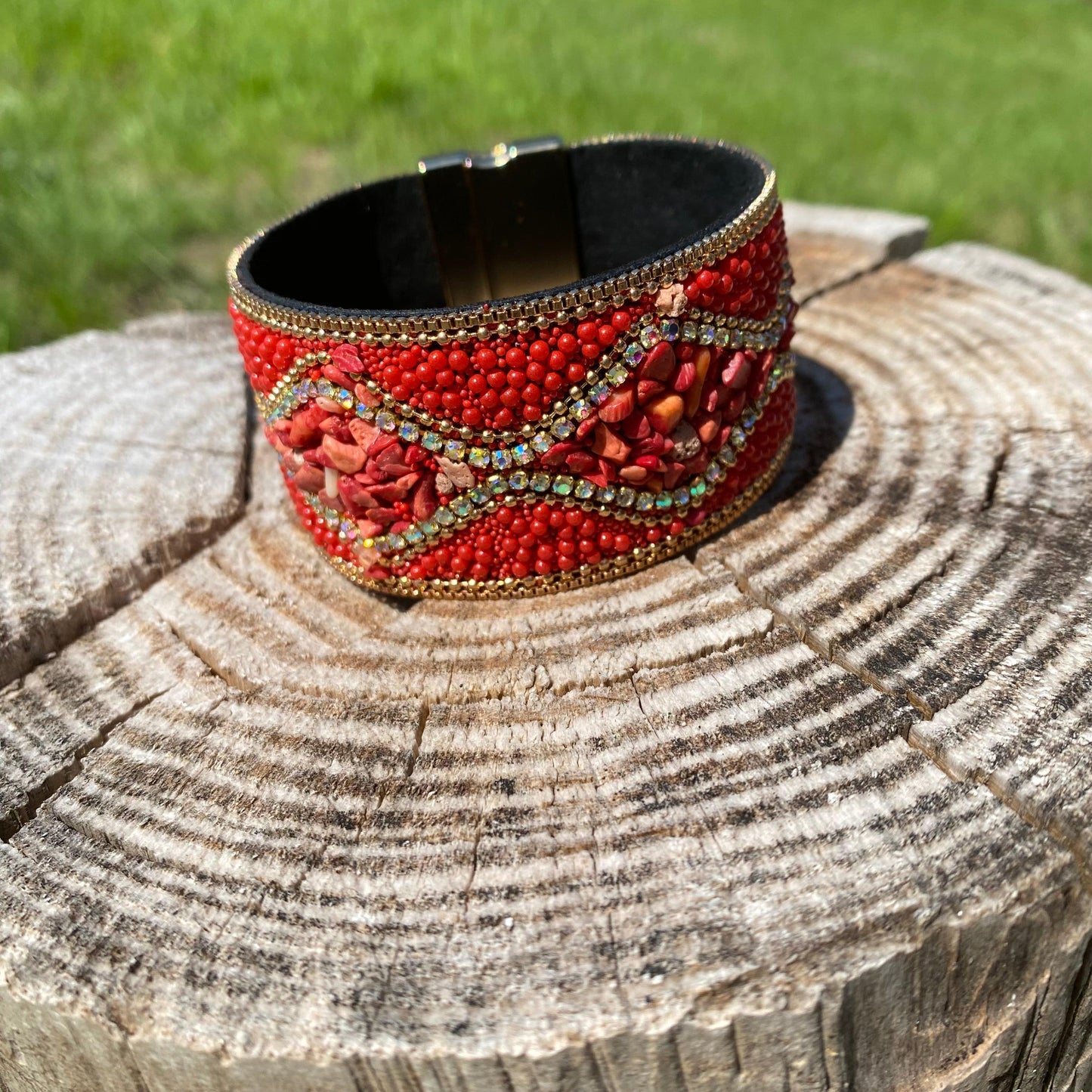 Red Bead and Stone Fashion Bracelet XI108
