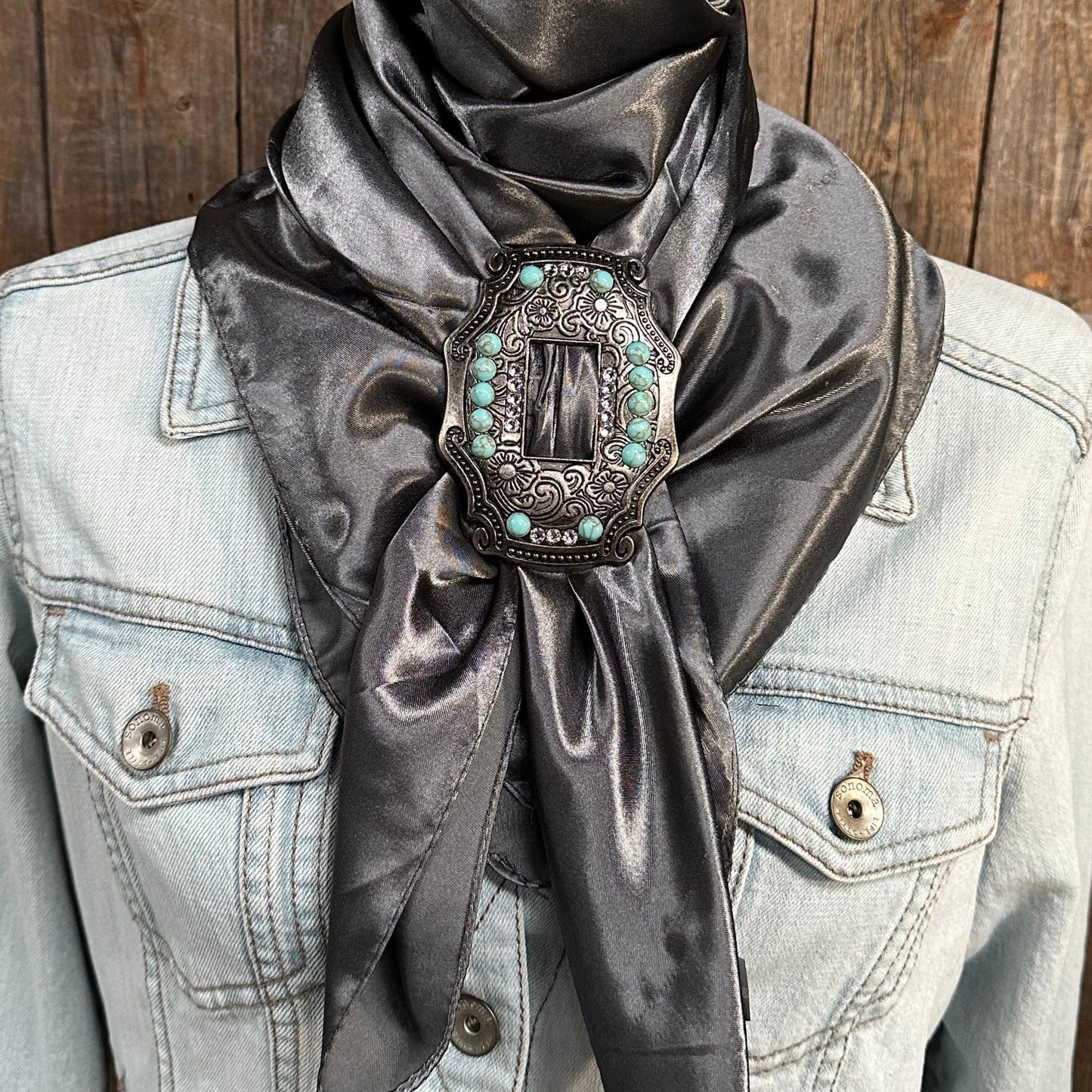 35X35" Solid Silver/Grey Wild Rag / Scarf -SASTQCL Slide WRSC15E