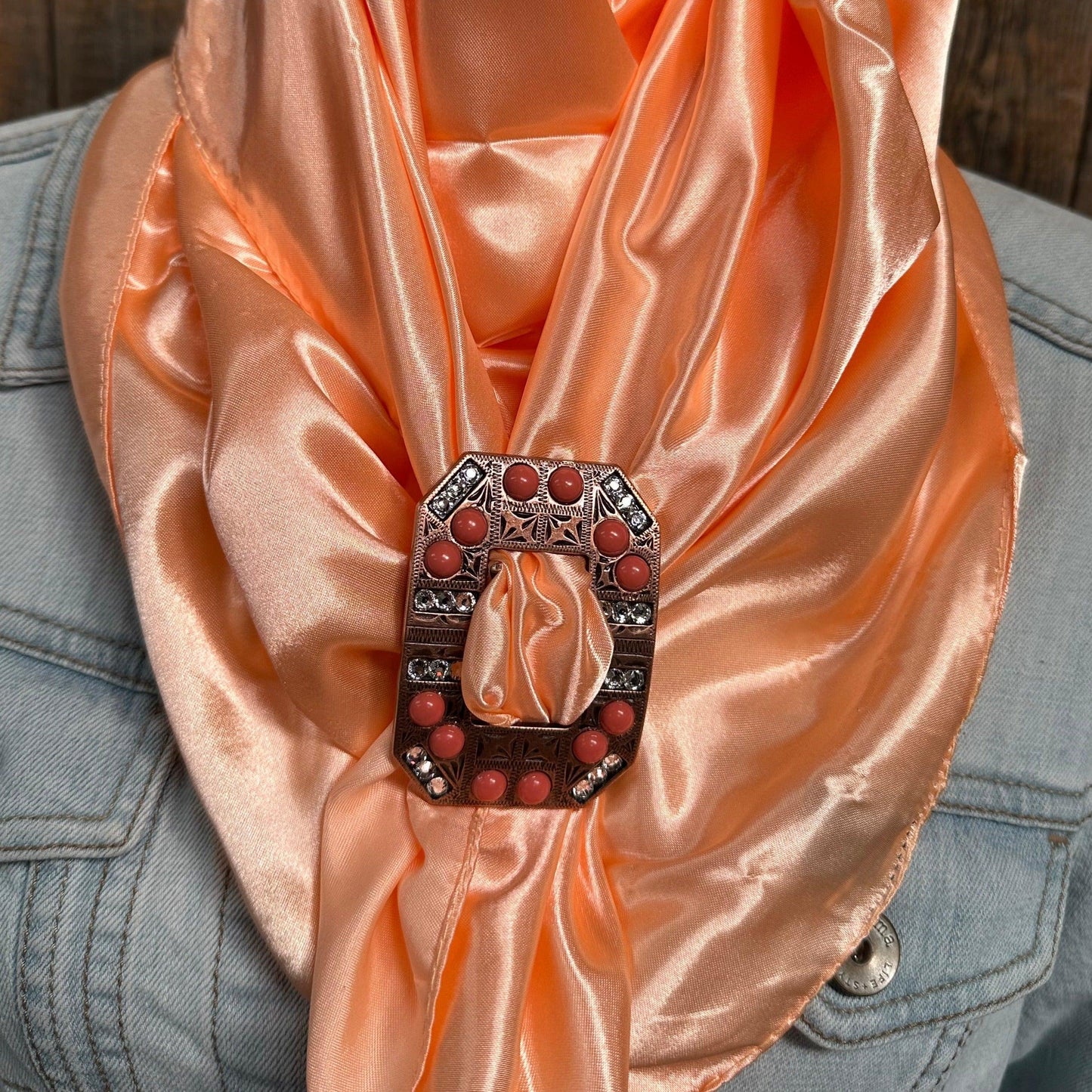 35X35"  Solid Peach Wild Rag / Scarf -CONCCOCL Slide WRSC24H