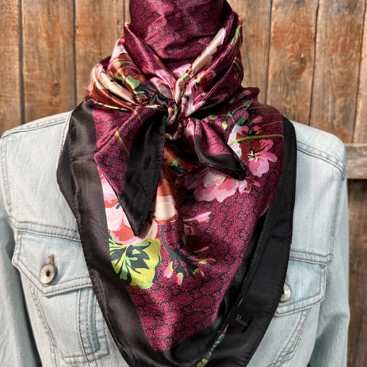 35X35"  Dark Pink Cherry Blossom Wild Rag / Scarf WR407NW