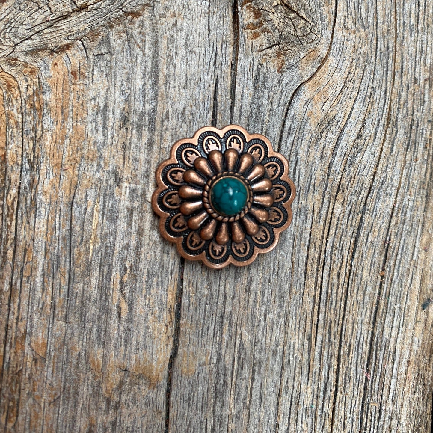 Copper Turquoise Concho 1" W103S