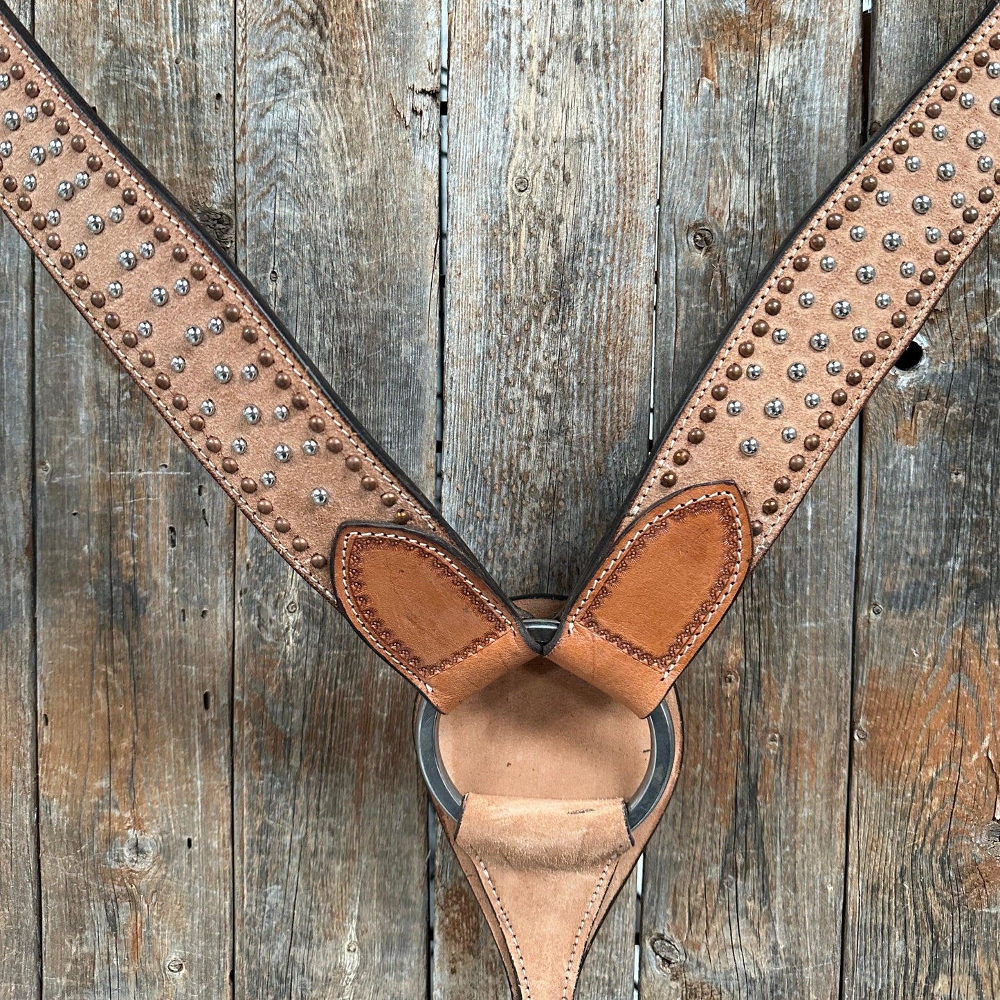 Copper and Silver Dot Rough-Out Breastcollar #ST1002