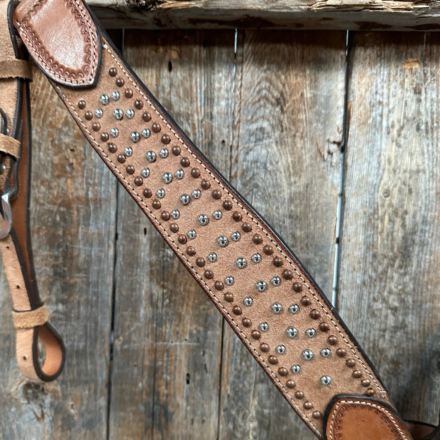 Copper and Silver Dot Rough-Out Breastcollar #ST1002