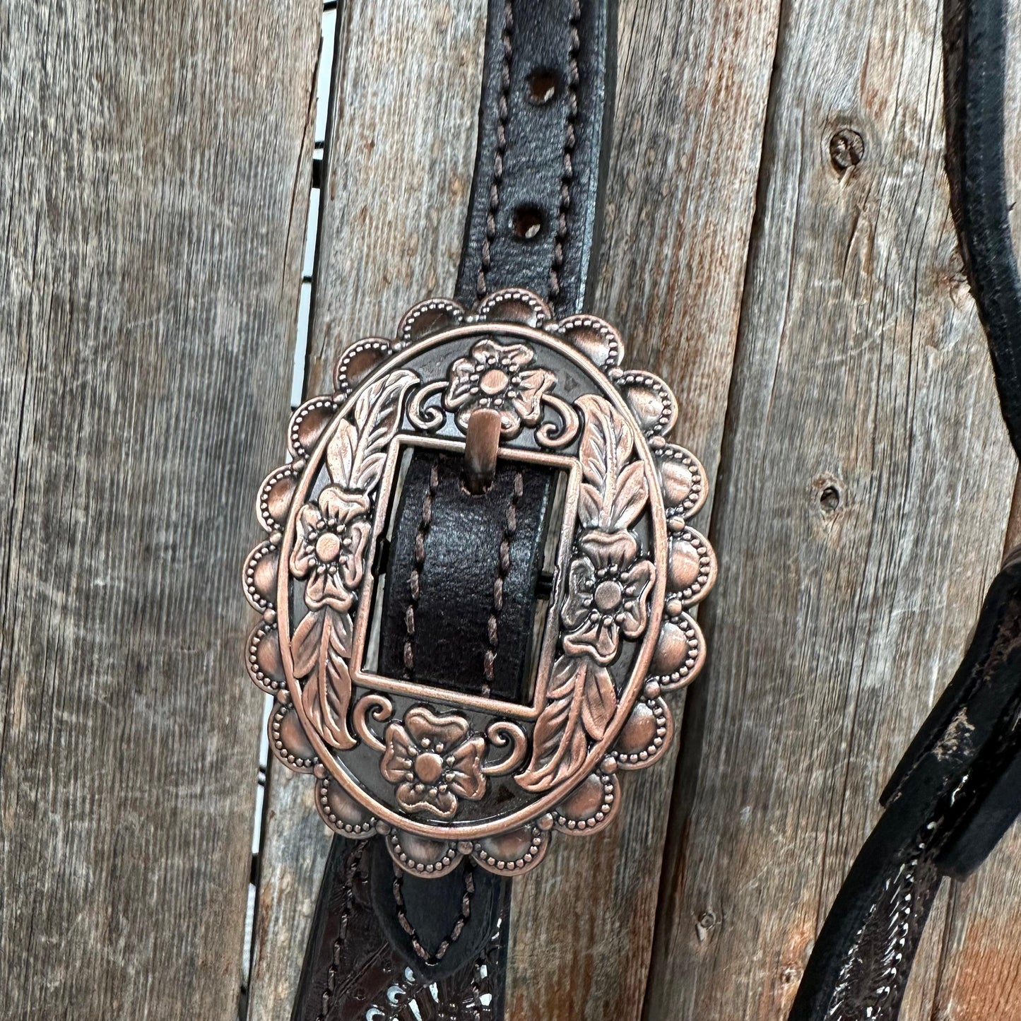 Hand Painted Paisley - Copper AB Rosette One Ear/ Breastcollar Tack Set #OEBC550