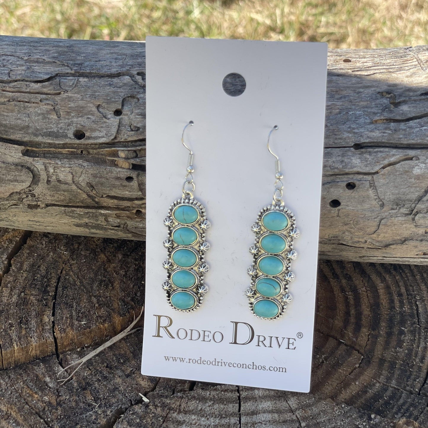 Turquoise Pendant Dangling Silver Fashion Earrings WA173