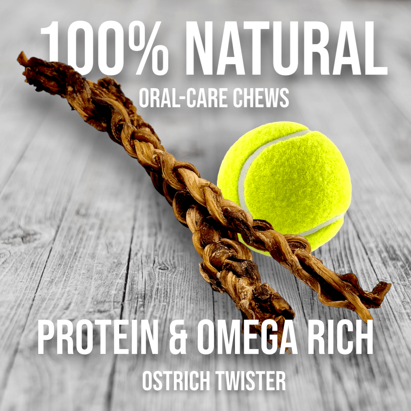Ostrich Tendon Twister (12" x 2.5" x 1"): The Satisfying, All-Natural Chew for Dental Health & Joint Support