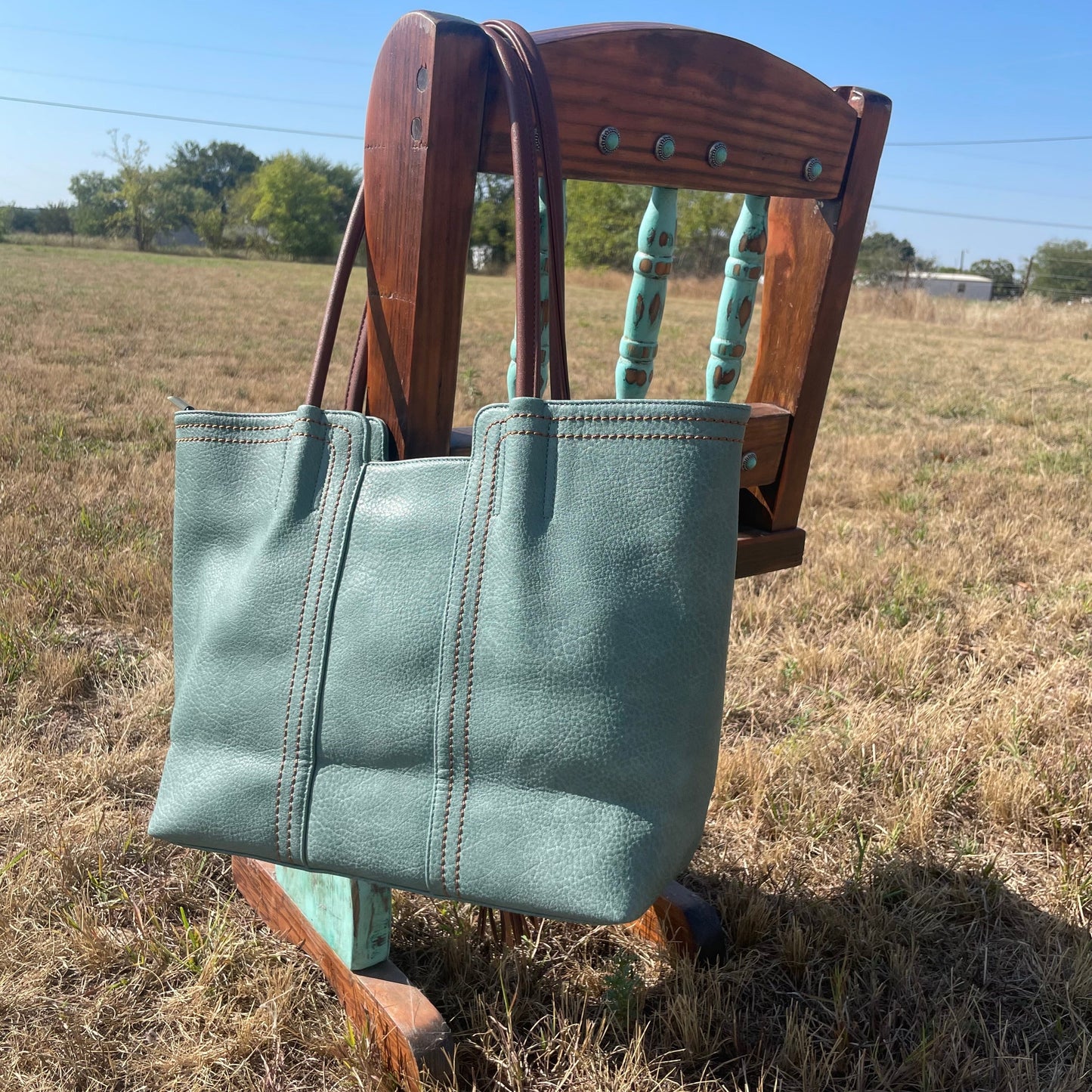Teal Western Purse/Handbag with Small Clutch #DN104