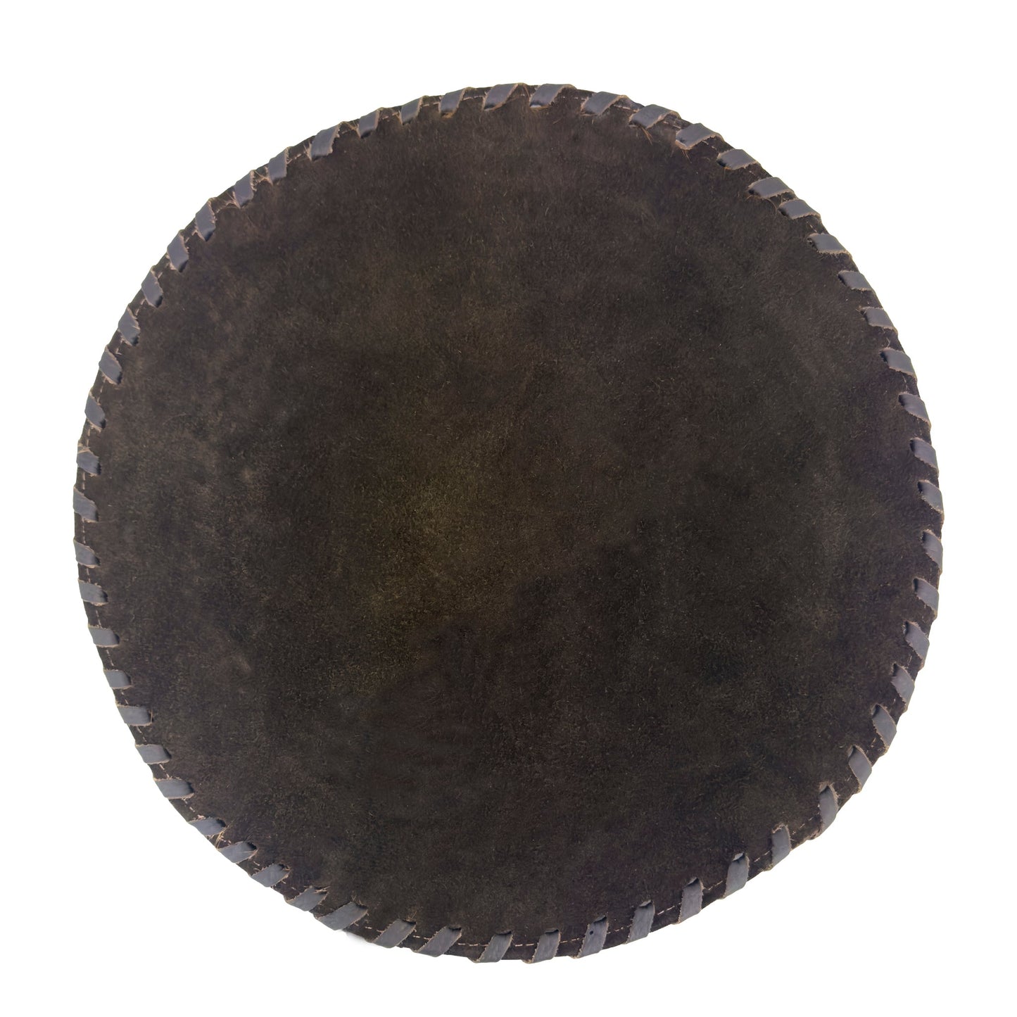 American West at Home Hair-On Hide 13" Round Placemat with Suede Backing - Brown Center