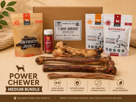 Power Chewer Medium Box — 8 Ostrich Treats for Serious Chewers