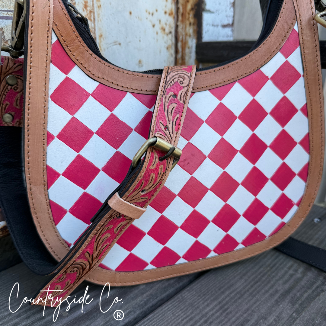 Prairie Doll Checkered Leather Conceal Carry Purse