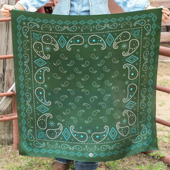 Pretty Paisley Long Scarf - Hunter Green