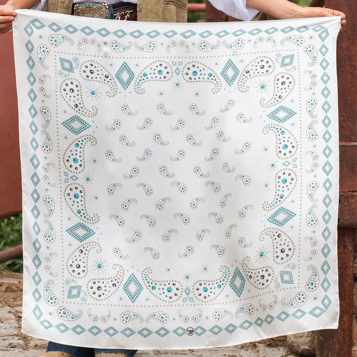Pretty Paisley Long Scarf - White