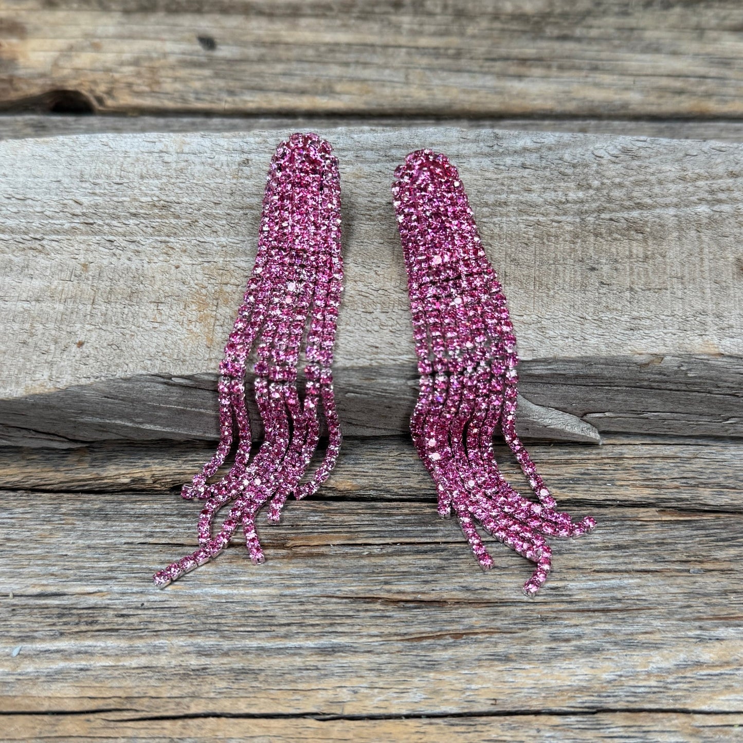 Pink Western Boho Rhinestone Dangle Fashion Earrings