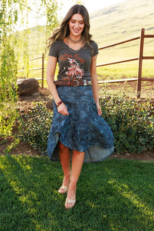 Denim Rose Skirt