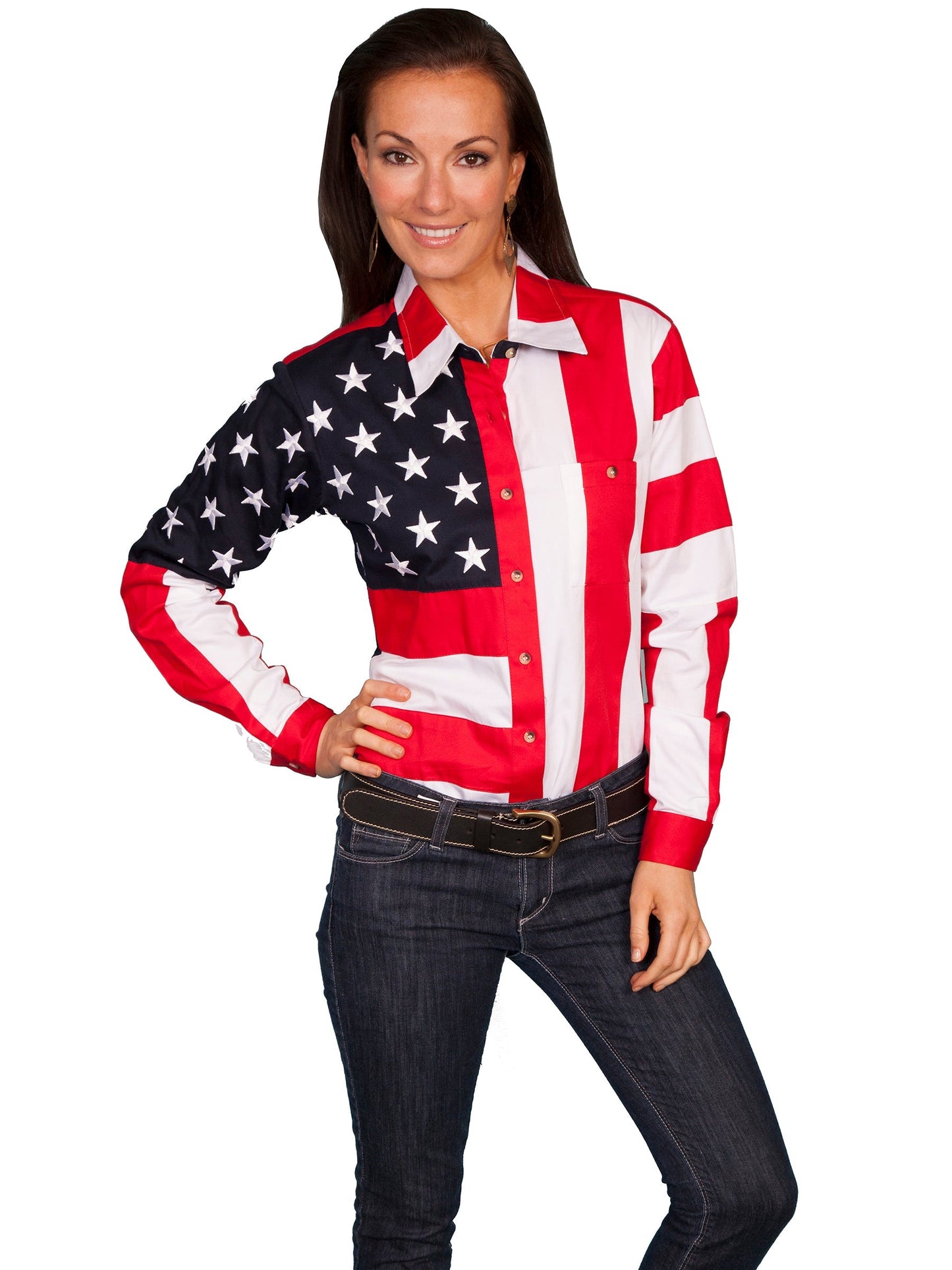 Ladies Stars/flag Blouse - RW029L