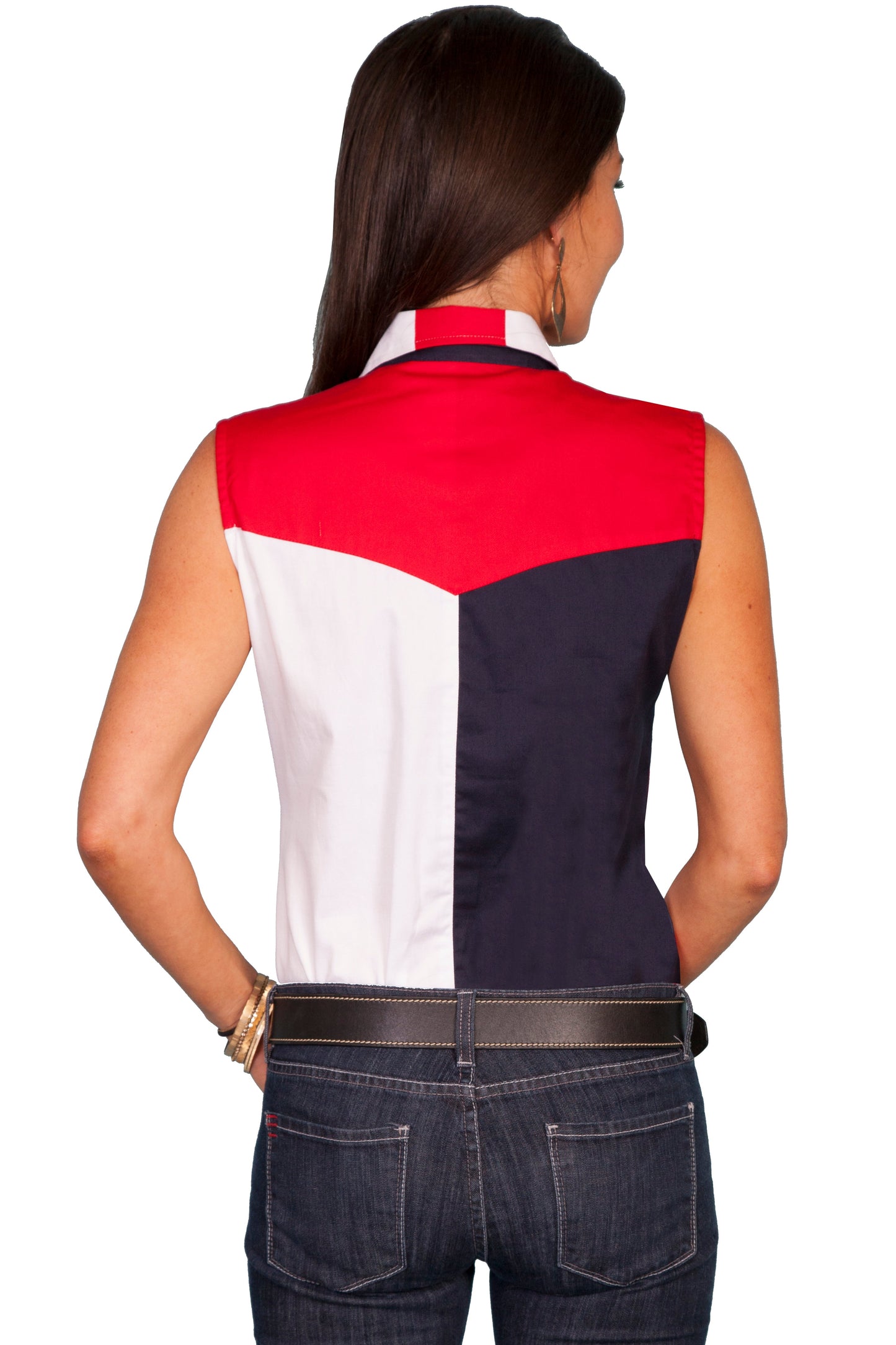 Sleeveless Ladies Stars/flag Blouse - RW029LSS