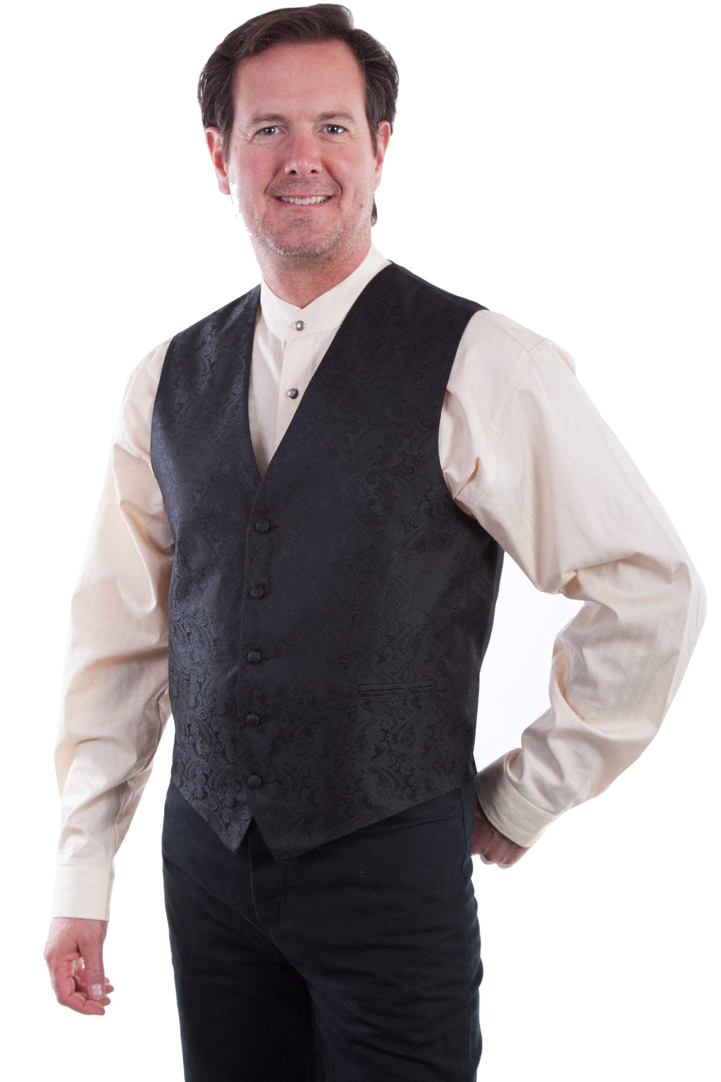 No Lapel Paisley Vest - RW093N