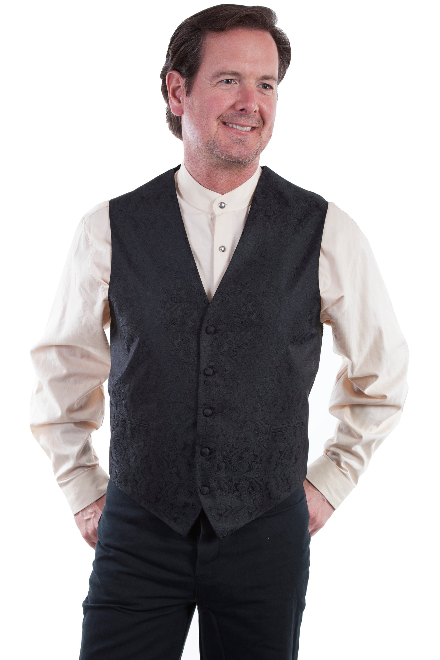 No Lapel Paisley Vest - RW093N