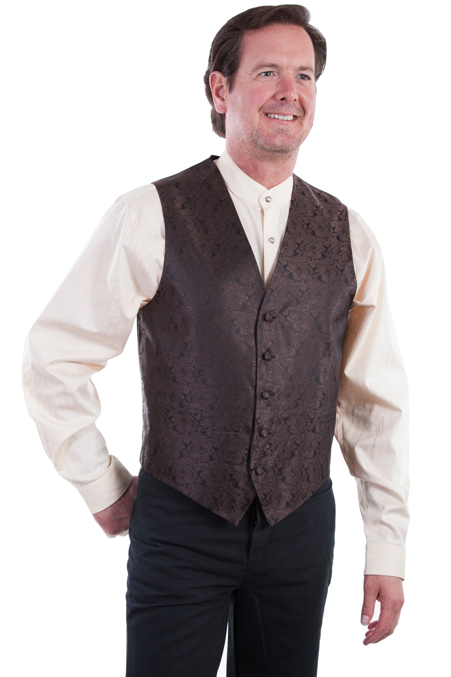 No Lapel Paisley Vest - RW093NXT