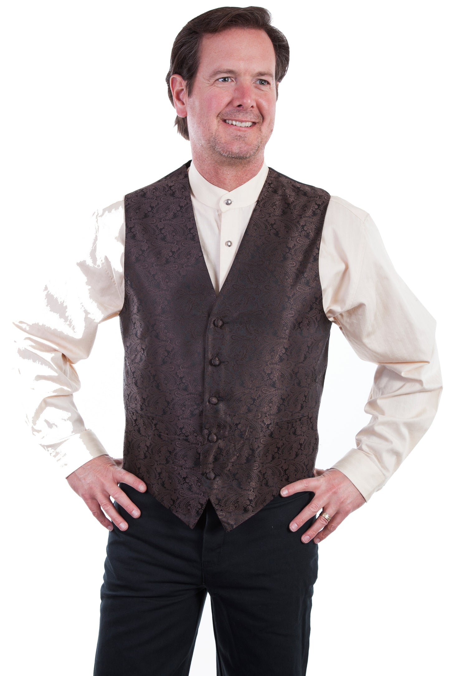 No Lapel Paisley Vest - RW093NX