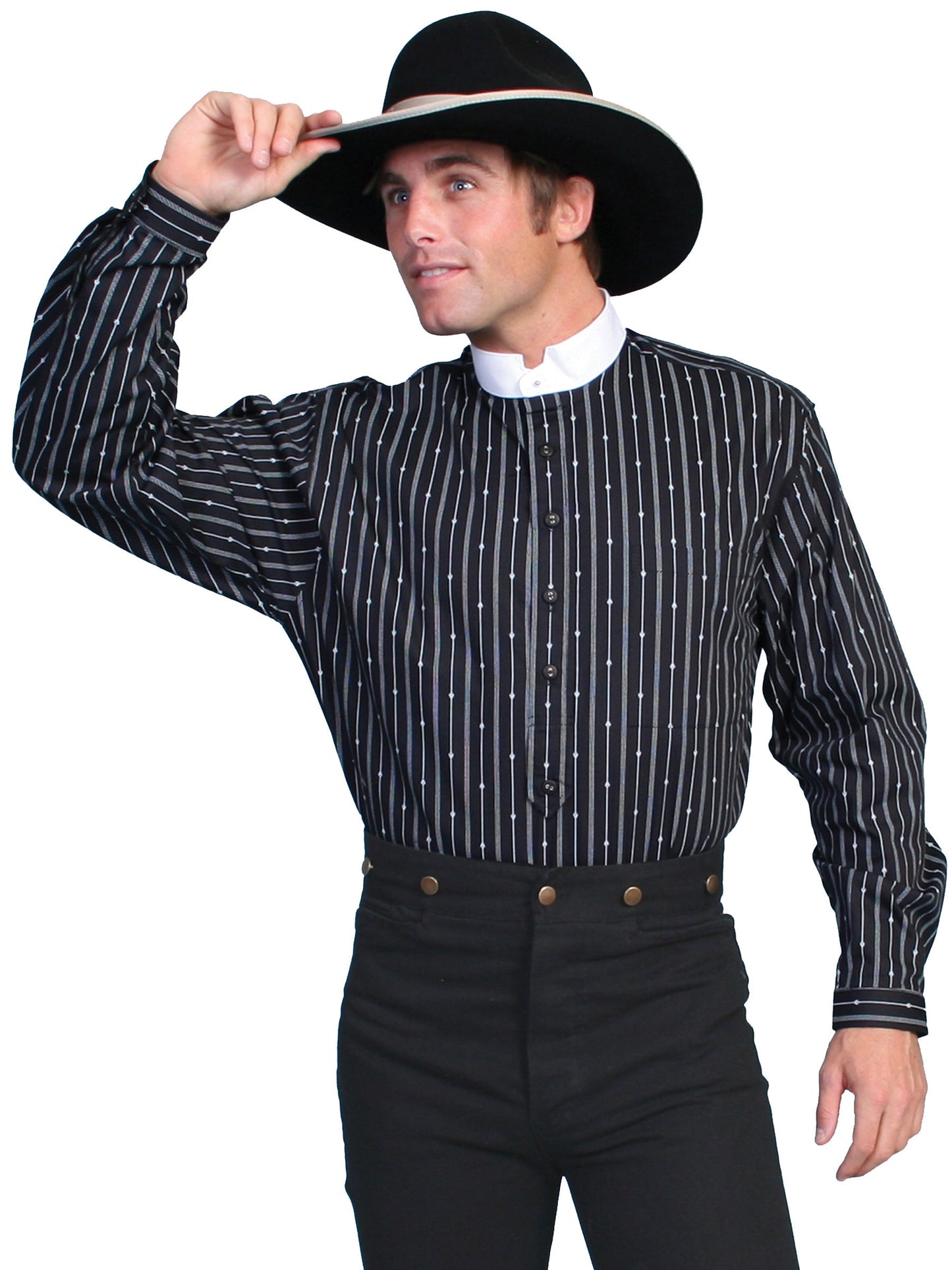 Flur Stripe Notch Collar Shirt - RW157X