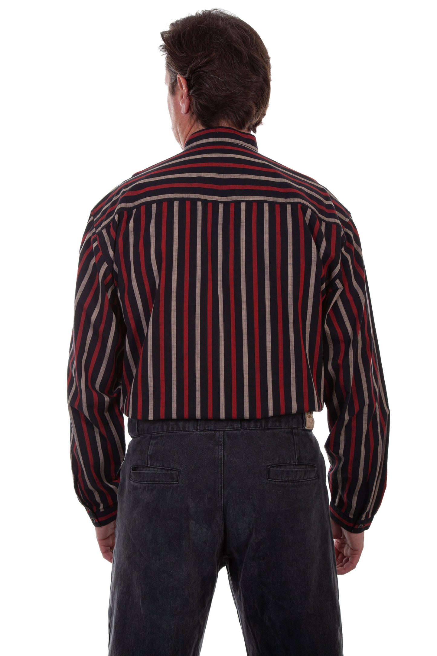 Stripe Button Front W/band Collar - RW293