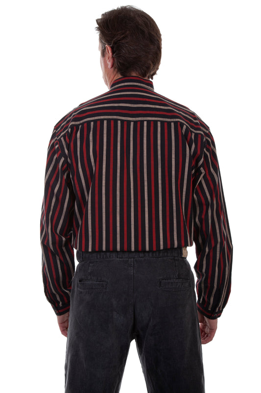 Stripe Button Front W/band Collar - RW293